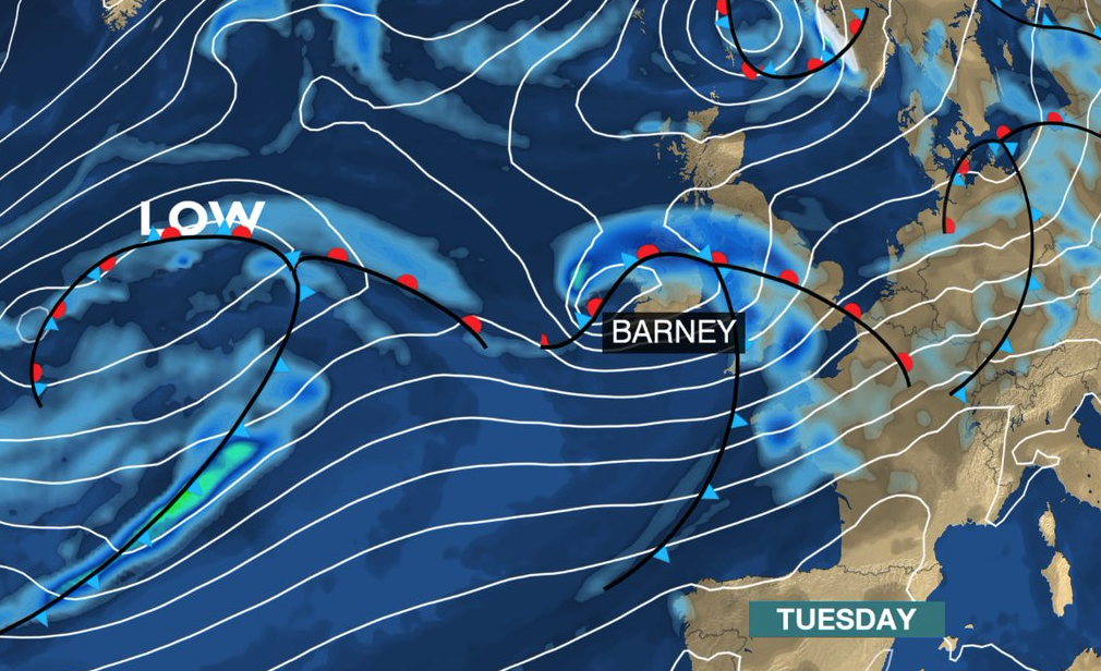 Storm Barney to hammer southern Britain on Tuesday